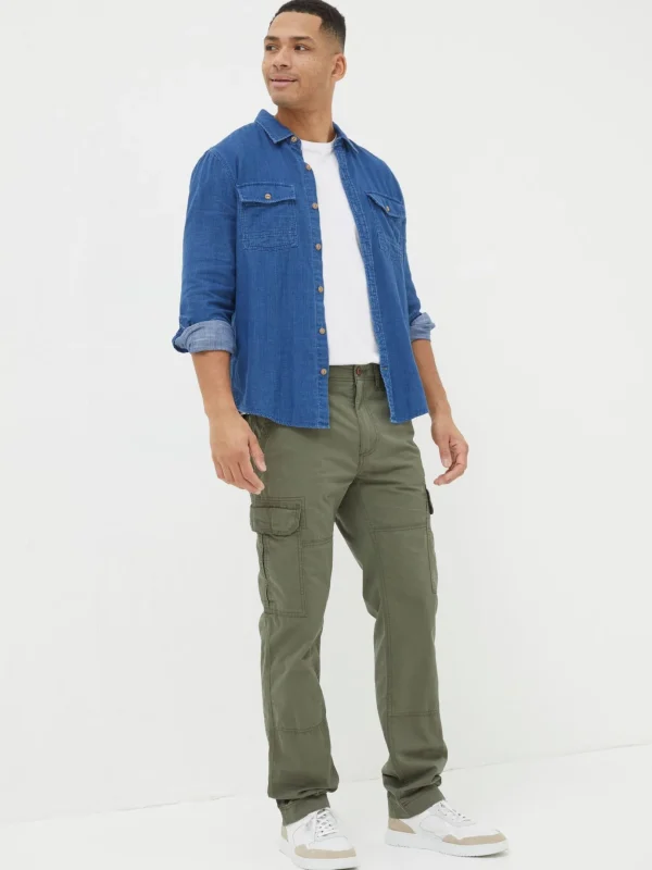 Corby Green Straight Cargo Trousers