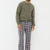 Cranleigh Navy Blue Check Pyjama Bottoms