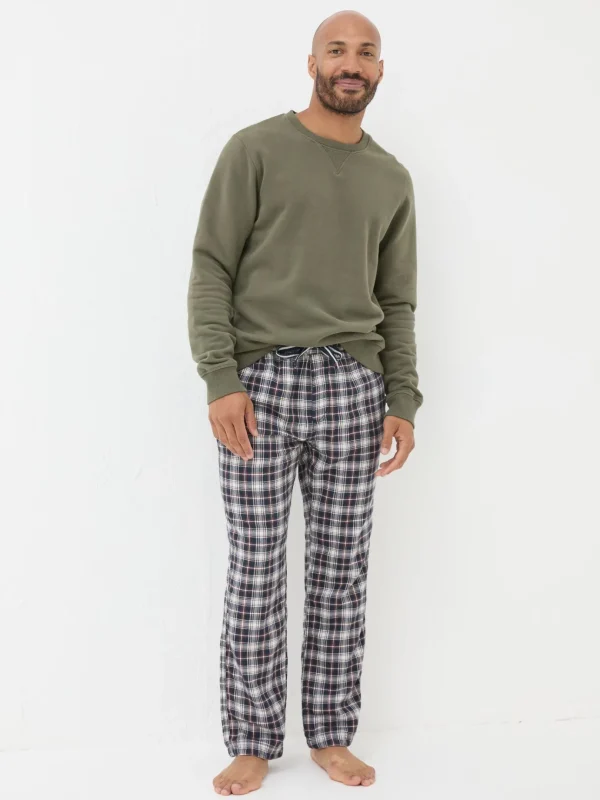 Cranleigh Navy Blue Check Pyjama Bottoms