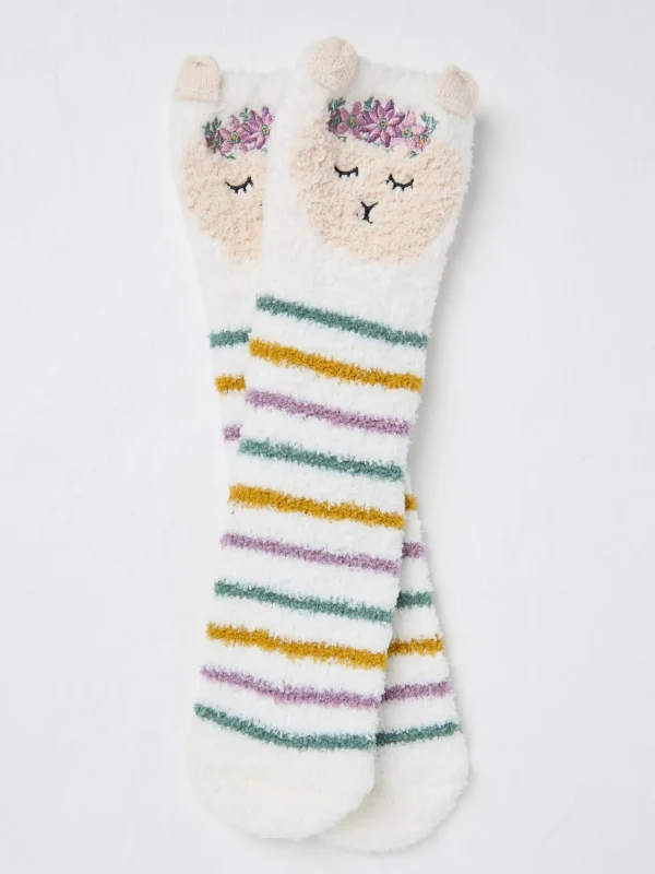 Cream Llama Fluffy Socks