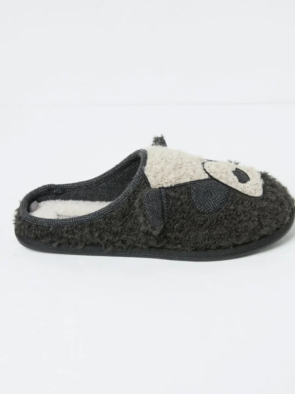 Cubby Dark Grey Cubby Bear Slippers