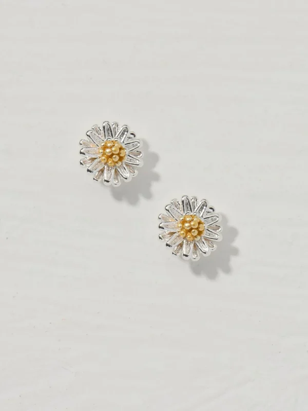 Daisy Silver Tone Studs Earrings