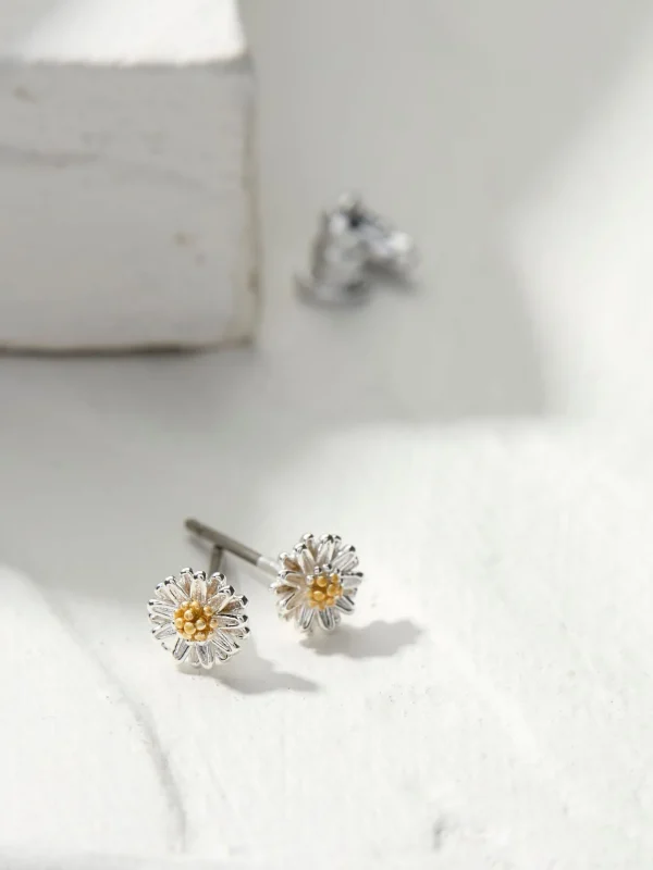 Daisy Silver Tone Studs Earrings