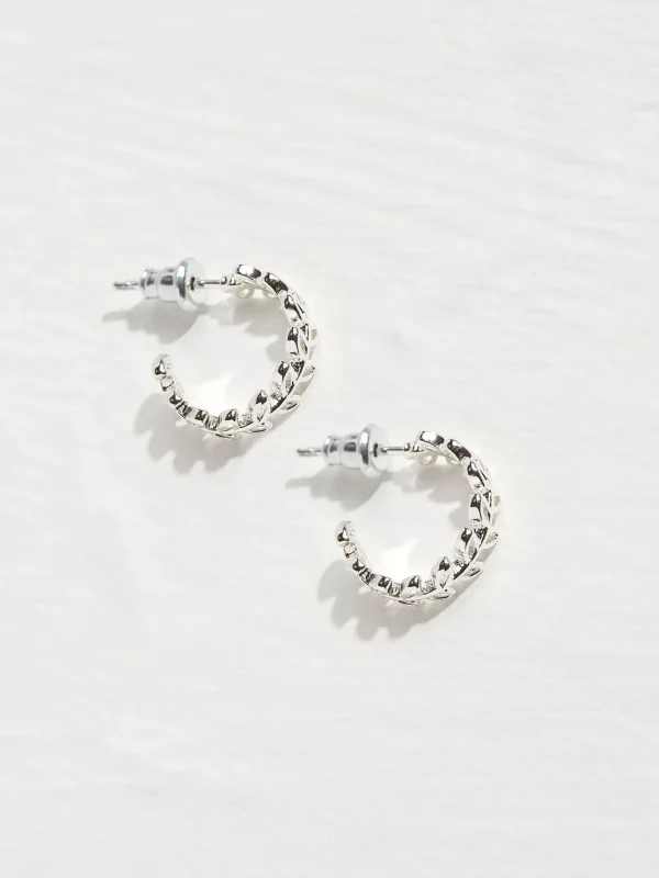 Daisy Silver Tone Tone Hoops Earrings