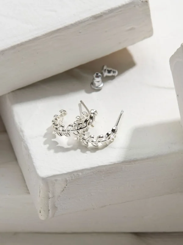 Daisy Silver Tone Tone Hoops Earrings