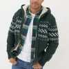 Dark Green Findon Knitted Pattern Hoodie