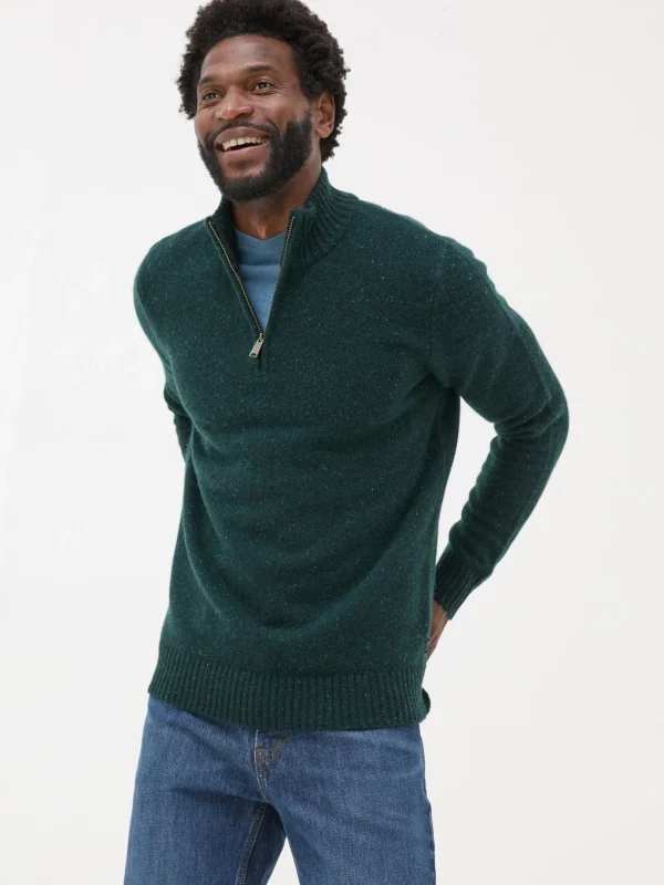 Dark Green Lambswool Half Neck Jumper