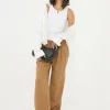 Dark Natural Ginger Wide Leg Drape Trousers