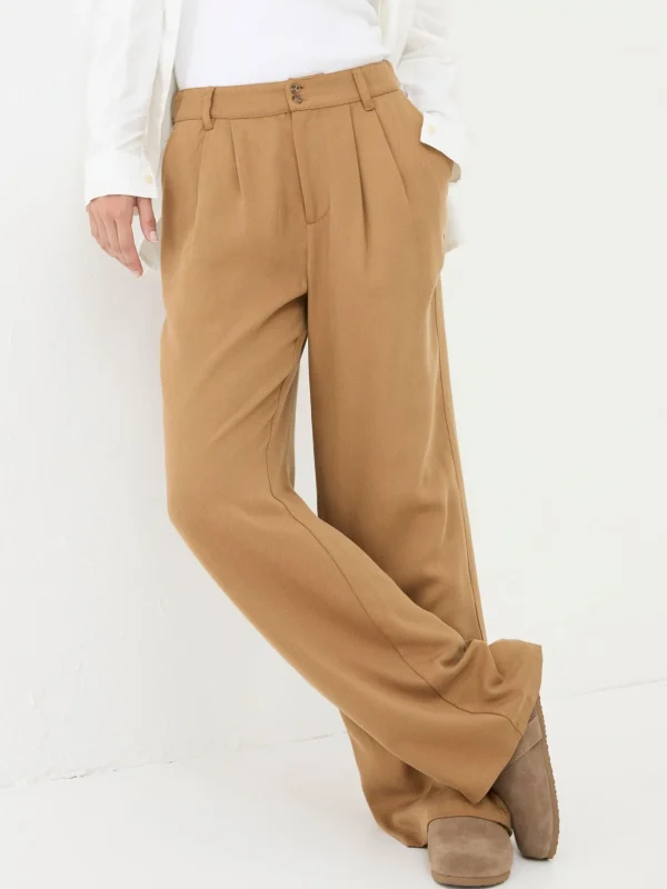 Dark Natural Ginger Wide Leg Drape Trousers