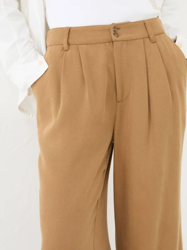 Dark Natural Ginger Wide Leg Drape Trousers