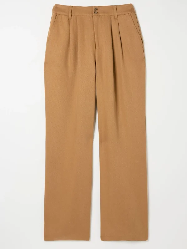 Dark Natural Ginger Wide Leg Drape Trousers