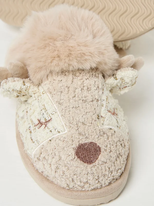 Delilah Ivory Deer Slippers