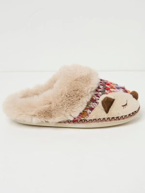 Flora Multi Knitted Fox Fur Slippers