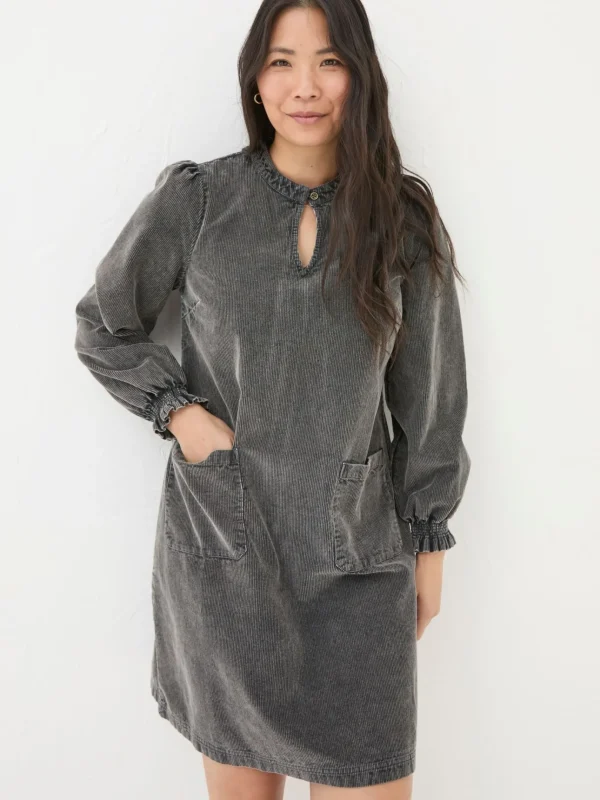 Fran Charcoal Grey Cord Tunic Dress