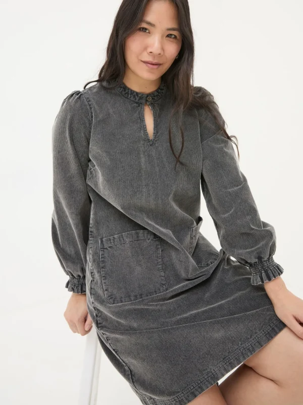 Fran Charcoal Grey Cord Tunic Dress