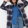 Freya Blue Wool Blend Check Coat