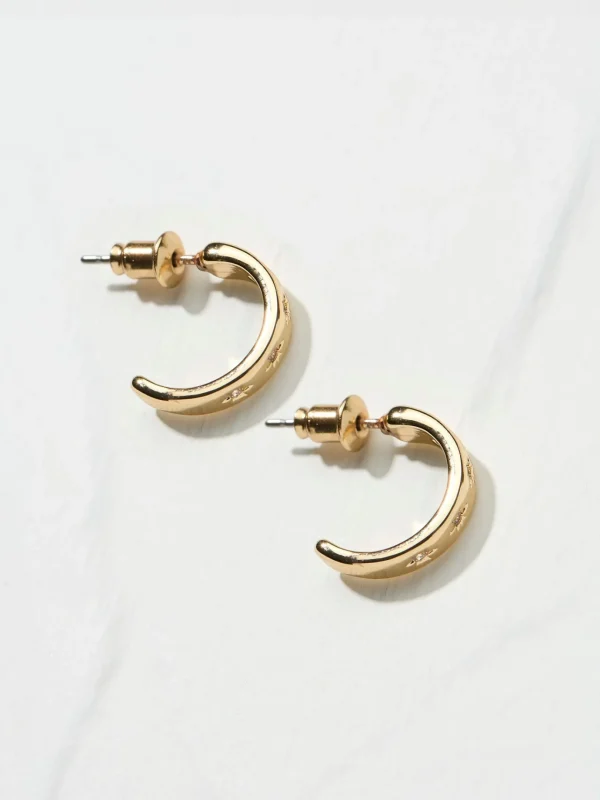 Gem Gold Tone Huggy Hoops