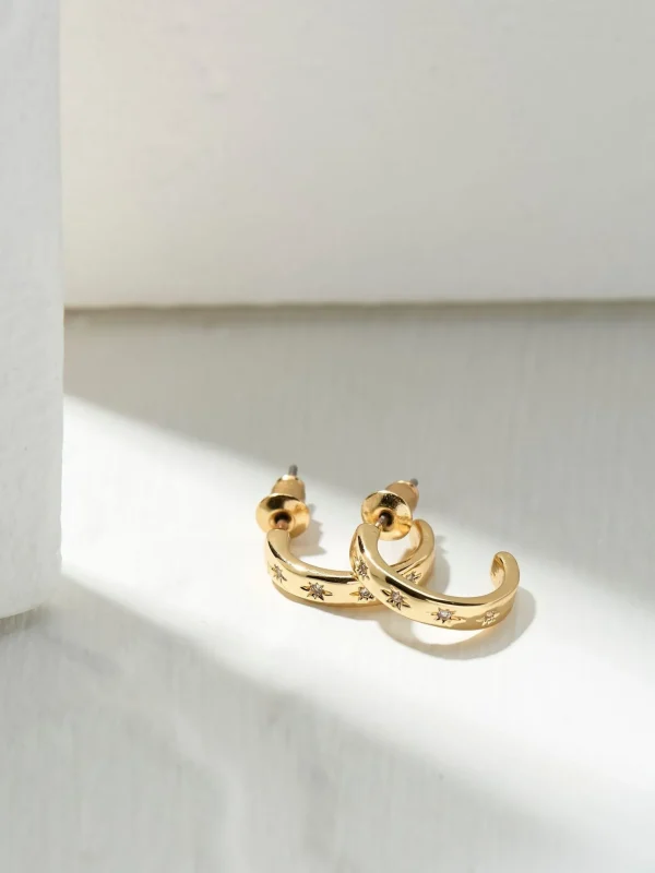 Gem Gold Tone Huggy Hoops