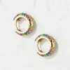 Gold Enamel Hoop Earrings