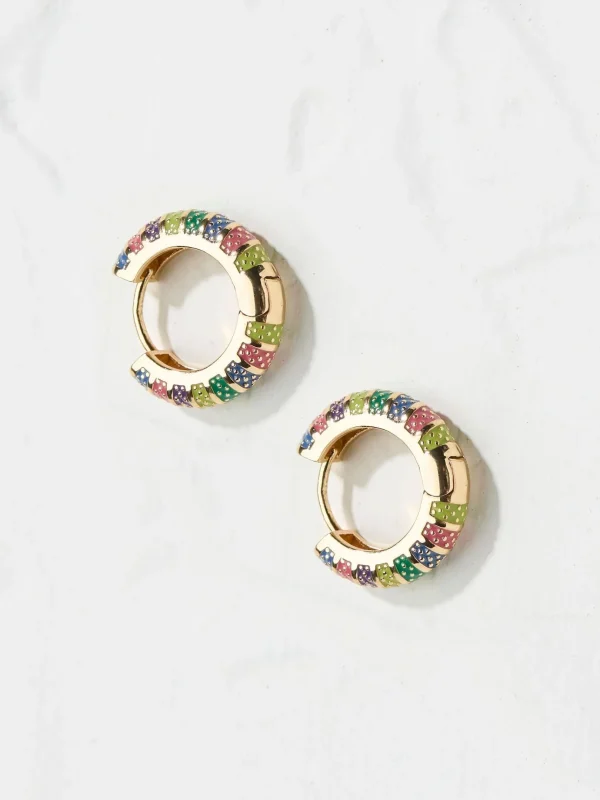 Gold Enamel Hoop Earrings