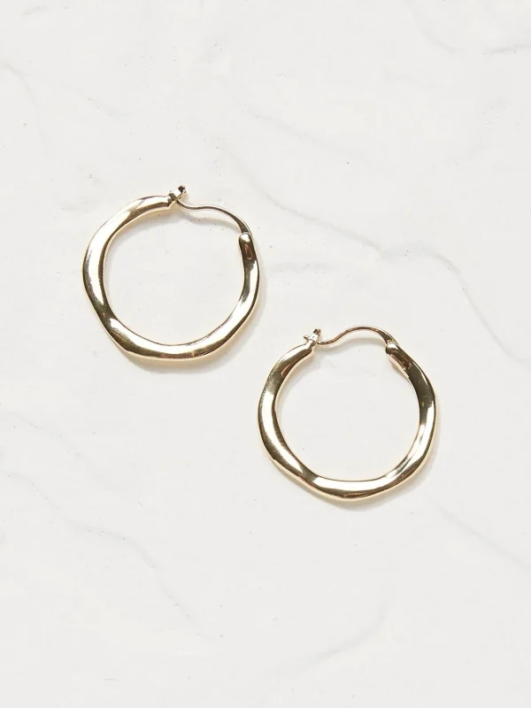 Gold Hammered Hoops