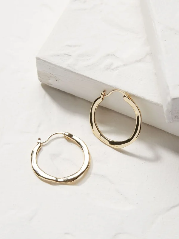 Gold Hammered Hoops