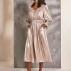 Gold Rina Metallic Midi Dress