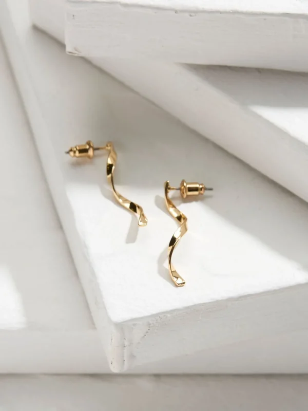 Gold Tone Abstract Drop Earrings