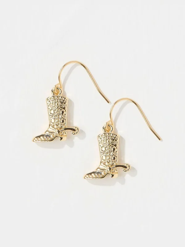 Gold Tone Cowboy Boot Earrings