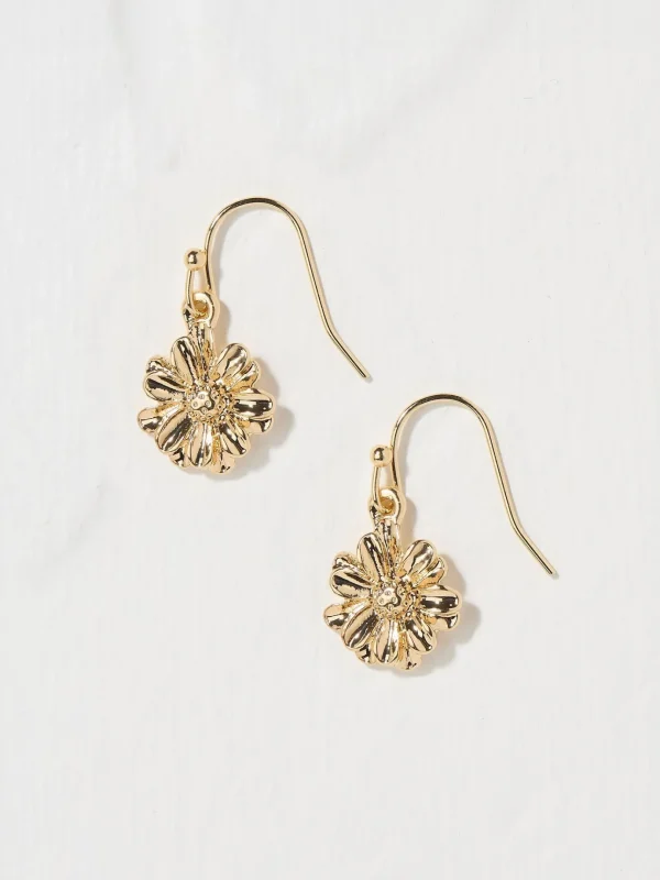 Gold Tone Floral Drop Earrings