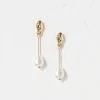 Gold Tone Hammered Pearl Earrings