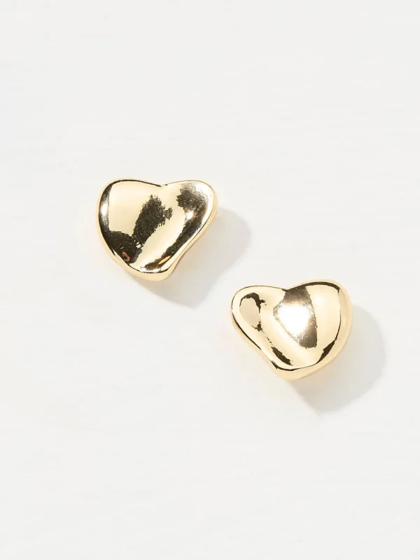 Gold Tone Heart Studs Earrings