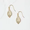 Gold Tone Large Leaf Drop Earrings