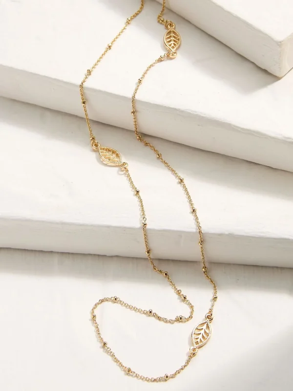 Gold Tone Leaf Necklace