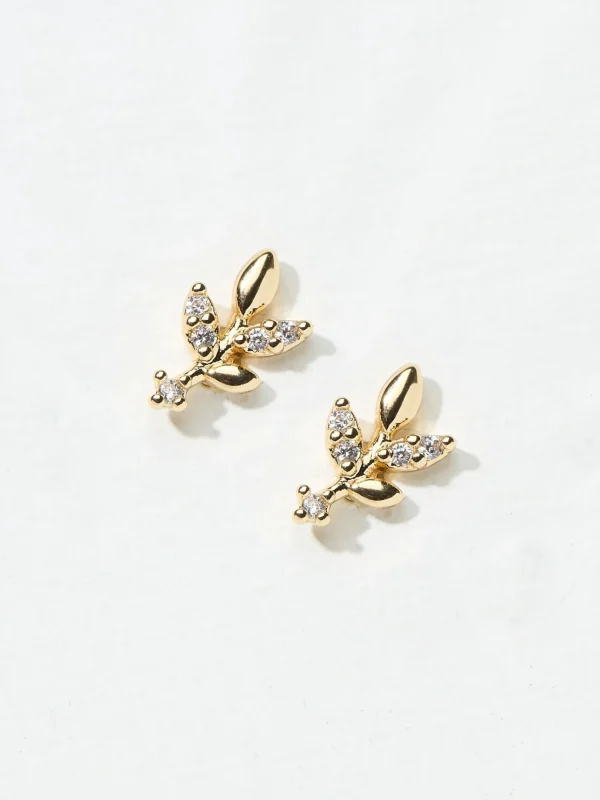 Gold Tone Leaf Studs