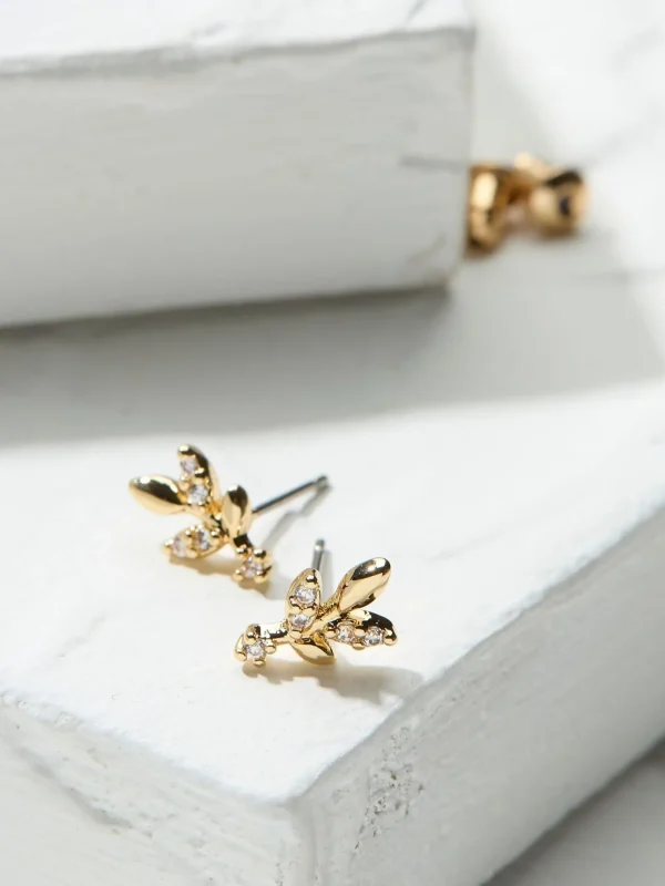 Gold Tone Leaf Studs