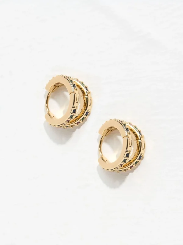 Gold Tone Multi Gem Hoops