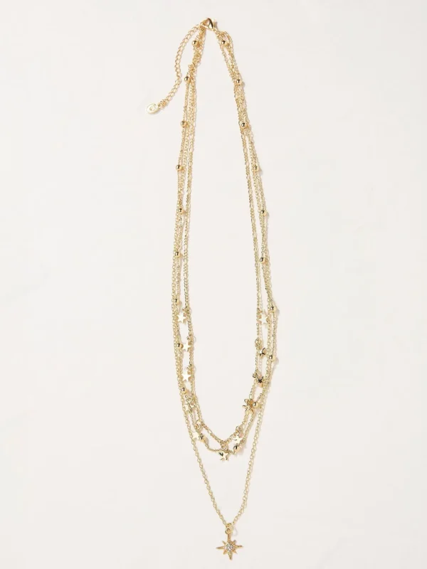 Gold Tone Multi Star Necklace