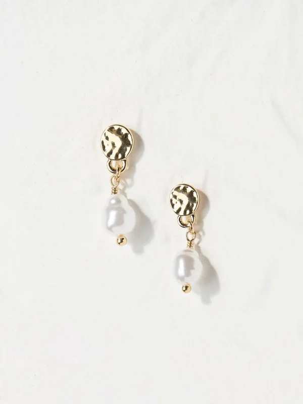 Gold Tone Pearl Drop Earrings