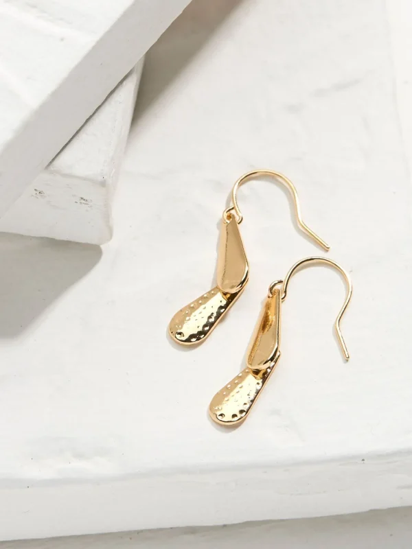 Gold Tone Texture Drop Earrings