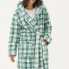 Green Check Borg Dressing Gown