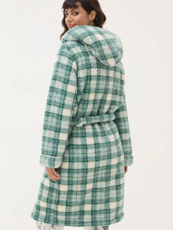 Green Check Borg Dressing Gown