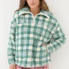 Green Check Borg Half Zip Fleece