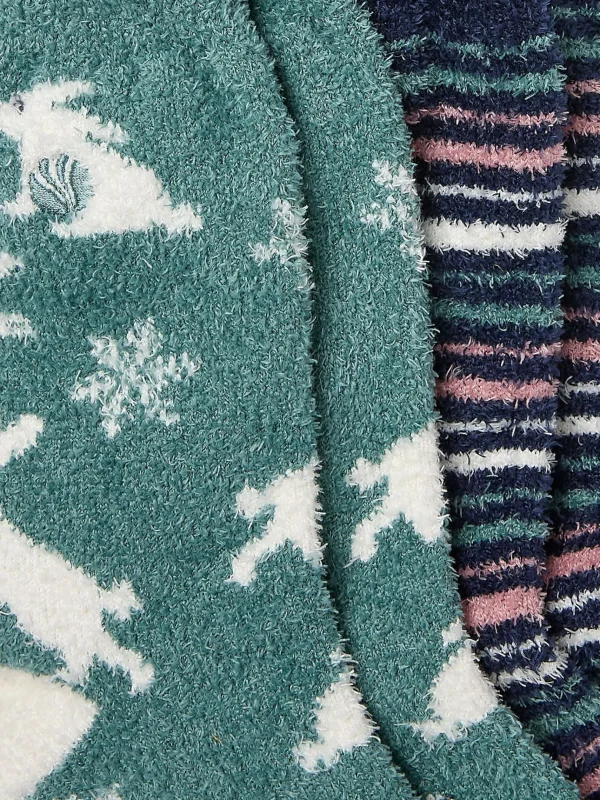 Green Cosy Bunny Socks 2 Pack