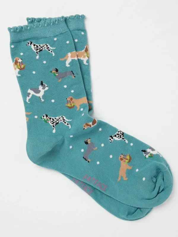 Green Dog Flower Women's Socks 1 Pack (size 4-7)