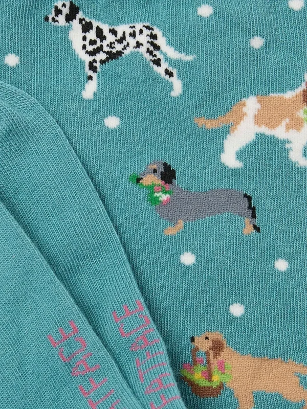 Green Dog Flower Women's Socks 1 Pack (size 4-7)