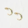 Green Enamel Gem Hoops