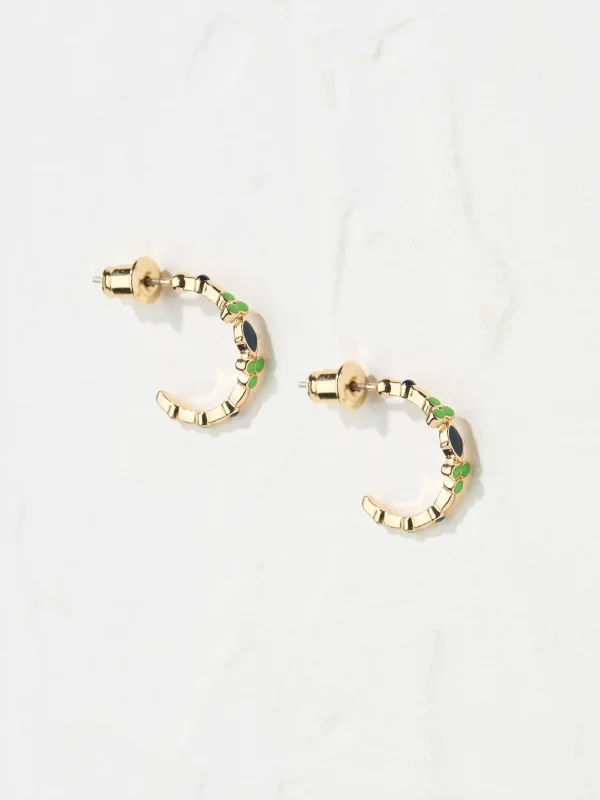 Green Enamel Gem Hoops