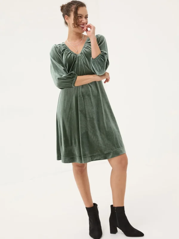 Green Gracie Velvet Dress