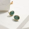 Green Large Stone Studs Earrings